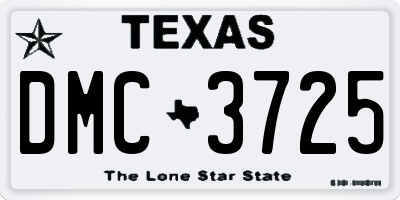 TX license plate DMC3725