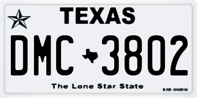TX license plate DMC3802