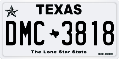 TX license plate DMC3818