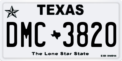 TX license plate DMC3820