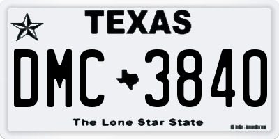 TX license plate DMC3840