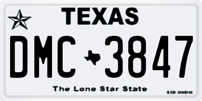 TX license plate DMC3847