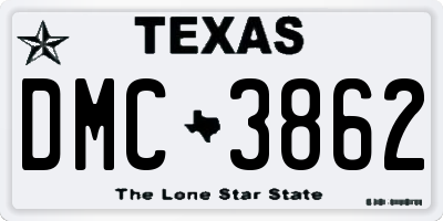TX license plate DMC3862