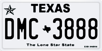 TX license plate DMC3888