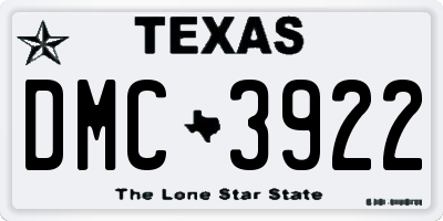 TX license plate DMC3922