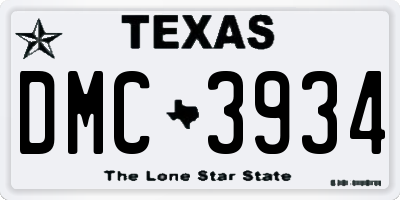 TX license plate DMC3934