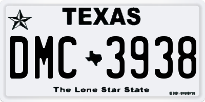 TX license plate DMC3938