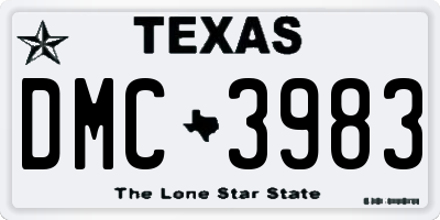 TX license plate DMC3983