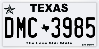 TX license plate DMC3985