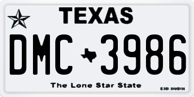 TX license plate DMC3986