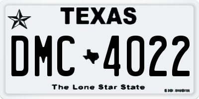 TX license plate DMC4022