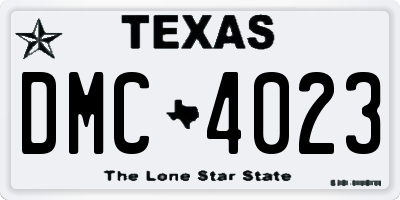 TX license plate DMC4023