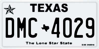 TX license plate DMC4029