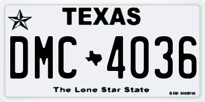 TX license plate DMC4036