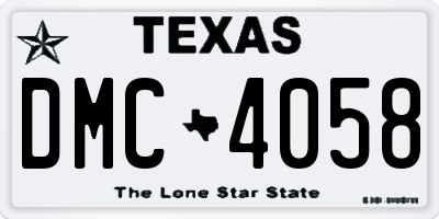 TX license plate DMC4058