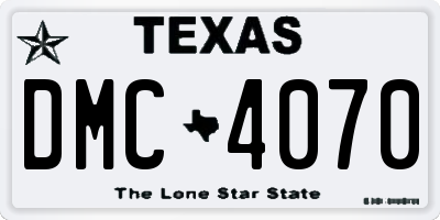 TX license plate DMC4070