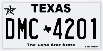 TX license plate DMC4201