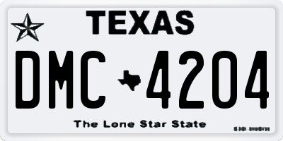 TX license plate DMC4204