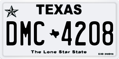 TX license plate DMC4208