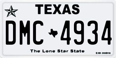 TX license plate DMC4934