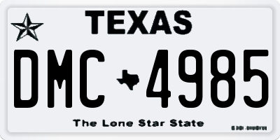TX license plate DMC4985