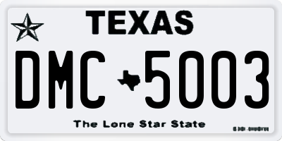 TX license plate DMC5003