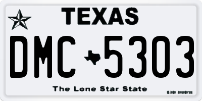 TX license plate DMC5303