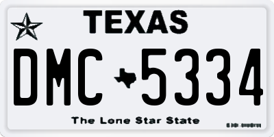 TX license plate DMC5334