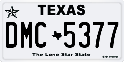 TX license plate DMC5377