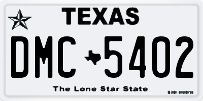 TX license plate DMC5402