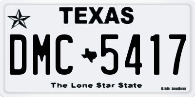 TX license plate DMC5417