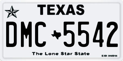 TX license plate DMC5542