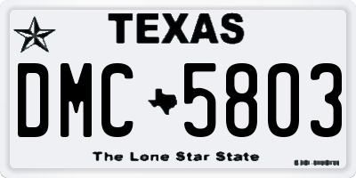 TX license plate DMC5803