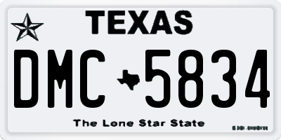 TX license plate DMC5834
