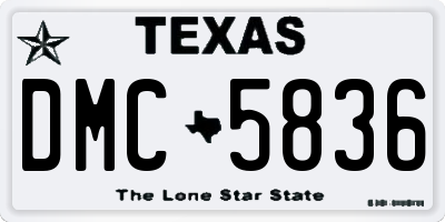TX license plate DMC5836