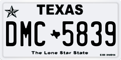 TX license plate DMC5839