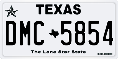 TX license plate DMC5854