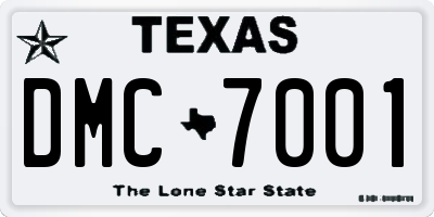 TX license plate DMC7001