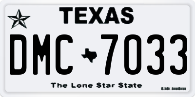 TX license plate DMC7033