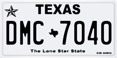 TX license plate DMC7040