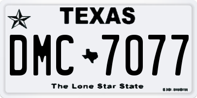 TX license plate DMC7077