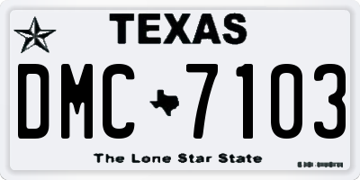 TX license plate DMC7103