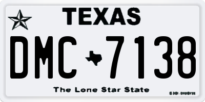 TX license plate DMC7138