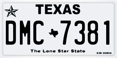 TX license plate DMC7381