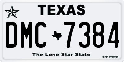 TX license plate DMC7384
