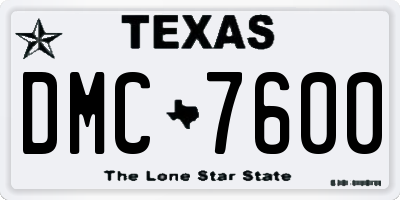 TX license plate DMC7600