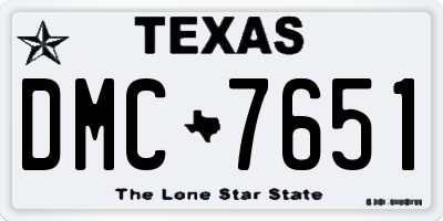 TX license plate DMC7651