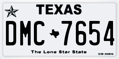 TX license plate DMC7654