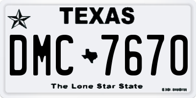 TX license plate DMC7670