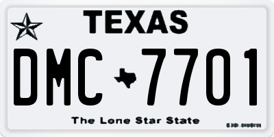 TX license plate DMC7701